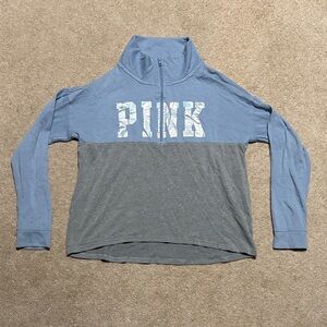 Blue and Gray PINK Quarter-Zip Pullover